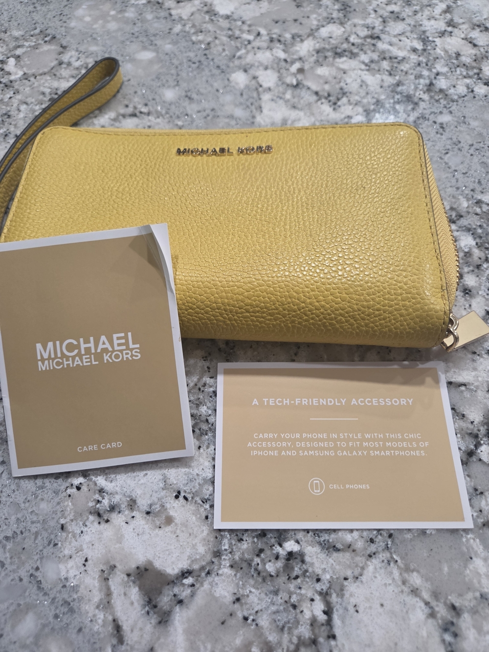 Michael Kors Yellow Leather Wristlet Wallet - Picture 2 of 7